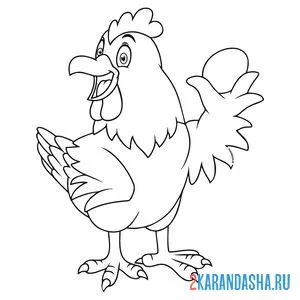 Раскраска курица с яйцом