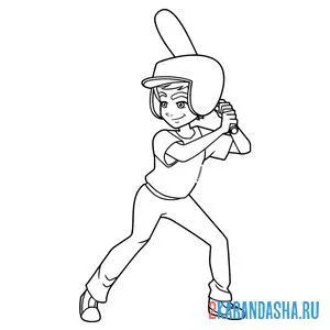 Раскраска бейсбол - летний вид спорта