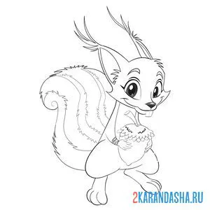 Раскраска милая белочка