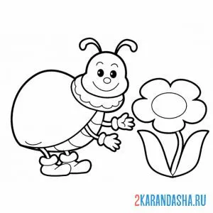 Раскраска букашка и ромашка
