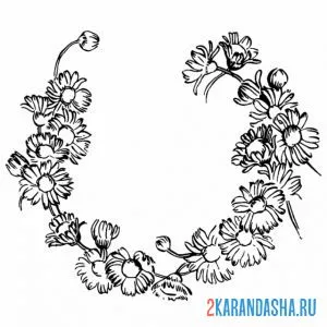Раскраска венок из ромашек
