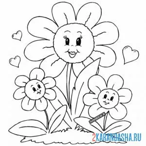 Раскраска мама ромашка и детки