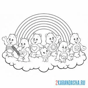 Раскраска мишки на радуге