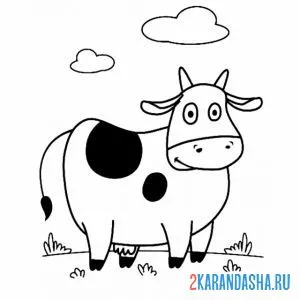 Раскраска корова из мультика