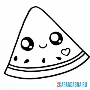 Раскраска кусочек арбуза с глазками