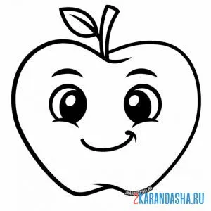Раскраска яблоко с глазками