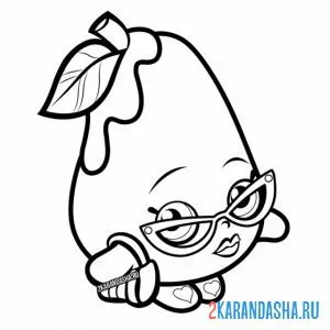 Раскраска груша с глазками шопкинс