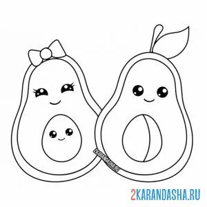 Раскраска авокадо с глазками