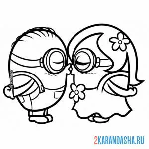 Раскраска целуются свадьба