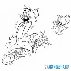 Раскраска том убегает от джерри