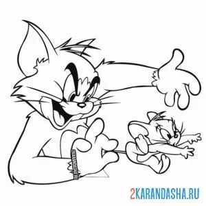 Раскраска том поймал джерри