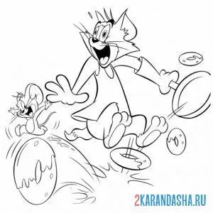 Раскраска том обжёгся едой