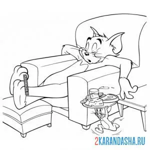 Раскраска том спит