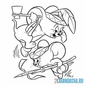 Раскраска джерри и таффи индейцы