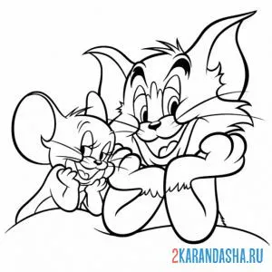Раскраска том и джерри два друга