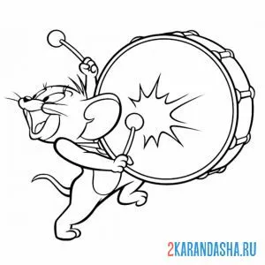 Раскраска джерри играет в барабан