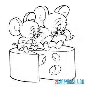 Раскраска джерри и сыр