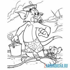 Раскраска том идет плавать