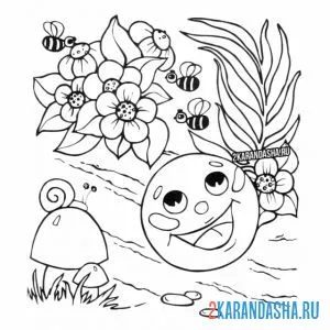 Раскраска колобок в лесу