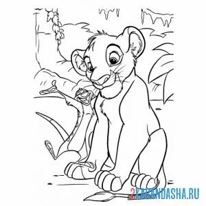 Раскраска тимон и симба король лев