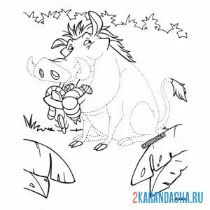 Раскраска пумба ест червячков
