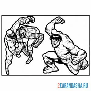 Раскраска веном, человек-паук и халк