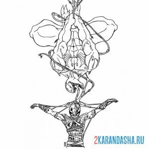 Раскраска веном поймал человека-паука