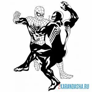 Раскраска человек-паук в схватке с веномом