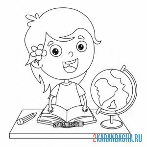 Раскраска ученик за партой