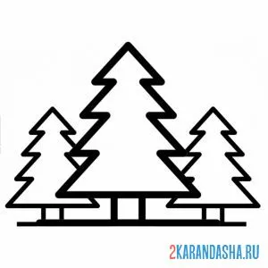Раскраска три простых елки