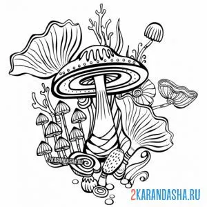 Раскраска грибная тема