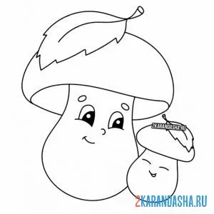 Раскраска гриб с глазками и малыш