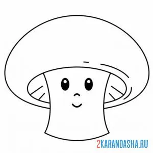 Раскраска гриб шампиньон с глазками