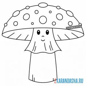 Раскраска гриб в шляпке с глазками