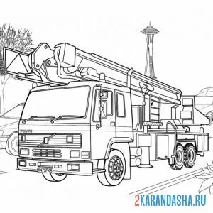 Раскраска пожарная машина volvo