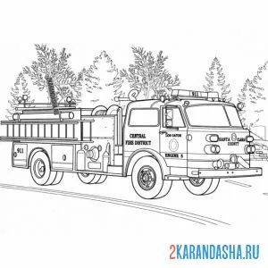 Раскраска американская пожарная машина