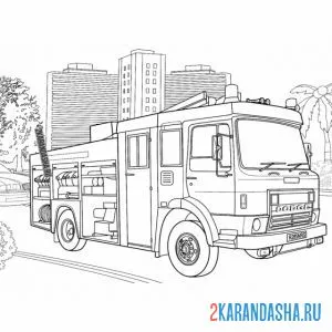Раскраска пожарная машина америка