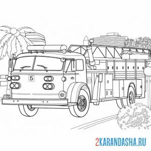 Раскраска пожарная машина в америке