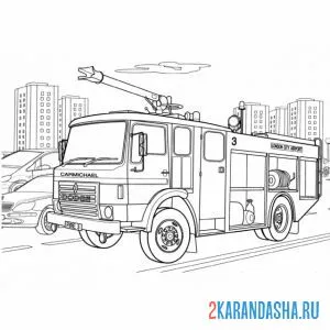 Раскраска спецтехника пожарная машина