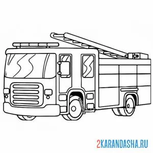 Раскраска пожарная машина для малышей