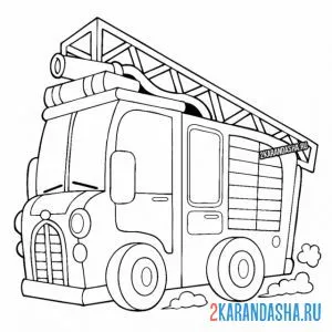 Раскраска маленькая пожарная машинка