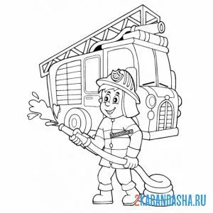 Раскраска пожарный сзади пожарная машина