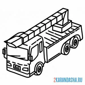 Раскраска иконка пожарная машина