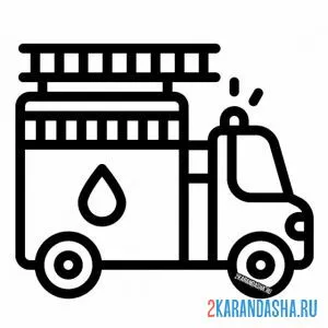 Раскраска пожарная машинка для малышей