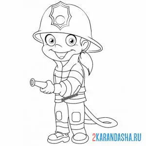 Раскраска маленький человечек пожарный