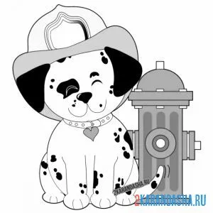 Раскраска щенок пожарный