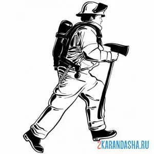 Раскраска пожарный спешит на вызов