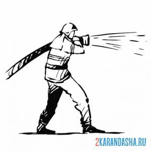 Раскраска пожарный приехал на вызов