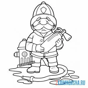 Раскраска мудрый пожарный