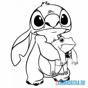 Раскраска стич и лягушка